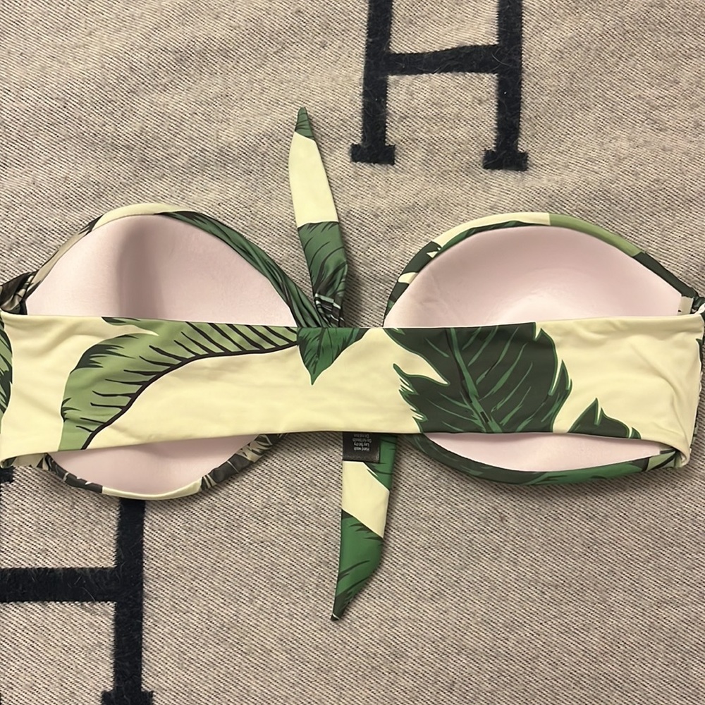 Beach riot size large palm print bikini bandeau top - Picture 2 of 3